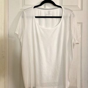 Talbots Womens 2x white cotton T scoop neck